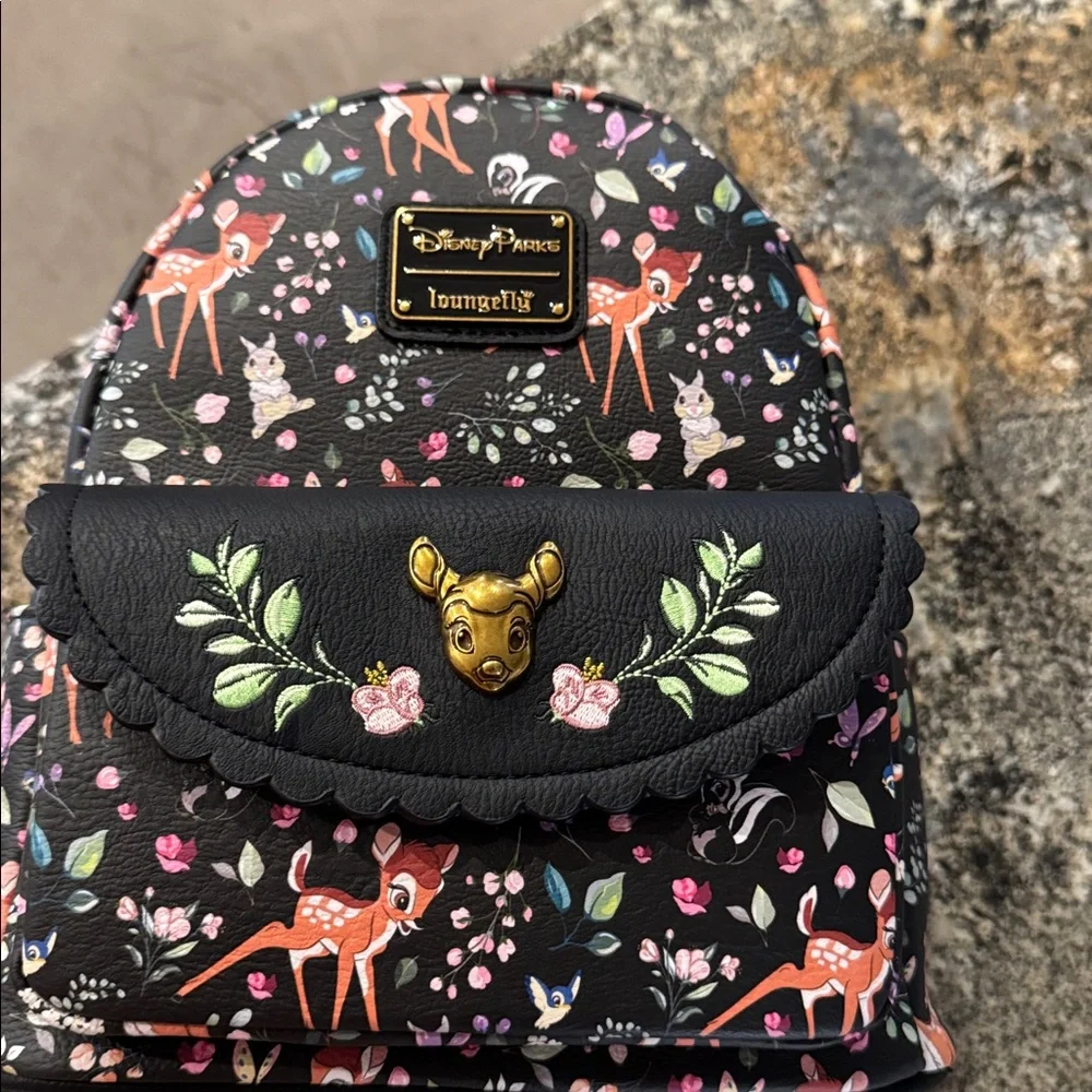 Loungefly Disney Parks Bambi AOP Black Forest Friends Embroidered - Picture 2 of 9